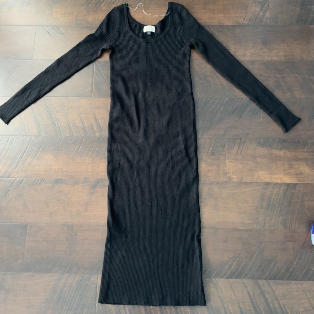 Black Ribbed Midi Dress